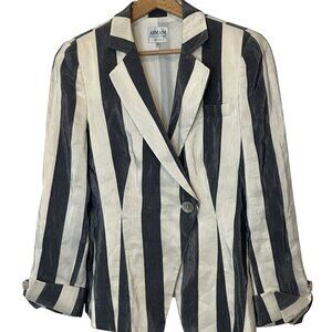 Armani Le Collezioni Womens Striped Silk Blazer Jacket Size 44  Womens